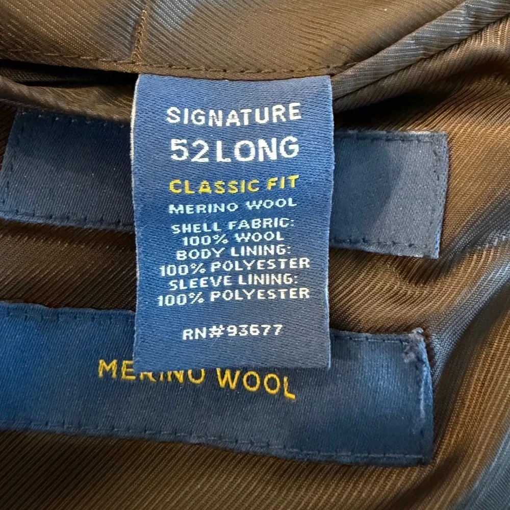 Stafford Signature Mens 52 Long Brown Merino Wool Blazer Classic Fit‎ Sport Coat